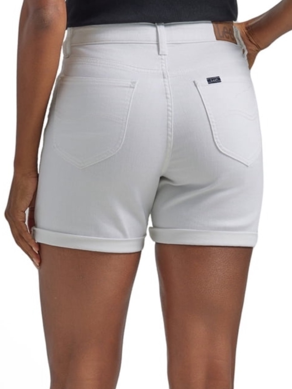 Lee White Cuffed Mid-Rise Jean Shorts - Picture 2 of 8